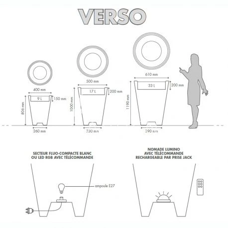 Pot Lumineux Rond Verso Papi - Nomade Ou Sur Prise Secteur - 9L, 17L Ou 33L 6 Pot Lumineux Rond Verso Papi - Nomade Ou Sur Prise Secteur - 9L, 17L Ou 33L – Image 4